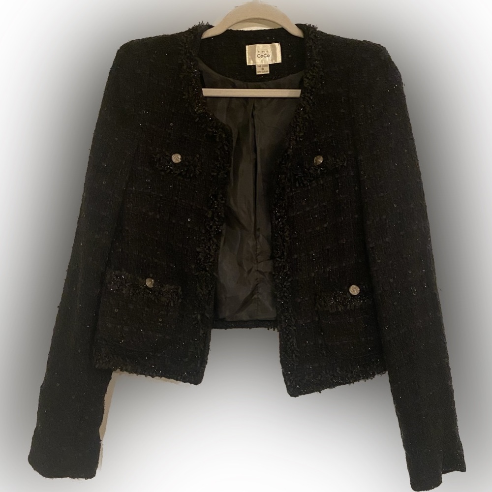 Coco Chanel Black Tweed Jacket - Size 3